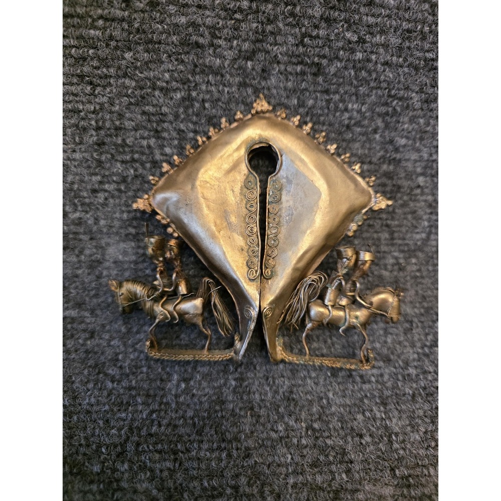 Indonesian Mamuli Tribal‎ Jewelry Two Men on Horse Sumba Island Rare vtg